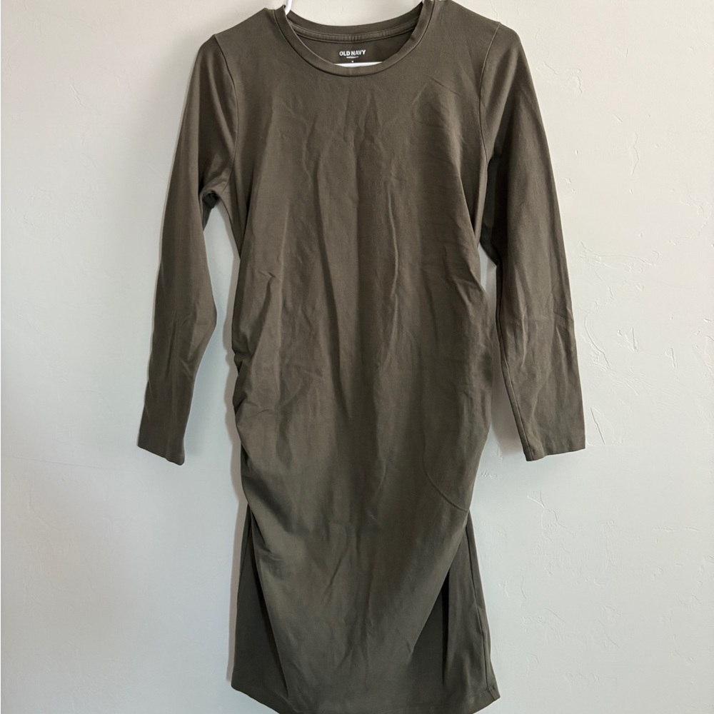Olive Green Old Navy Long Sleeve Maternity Dress